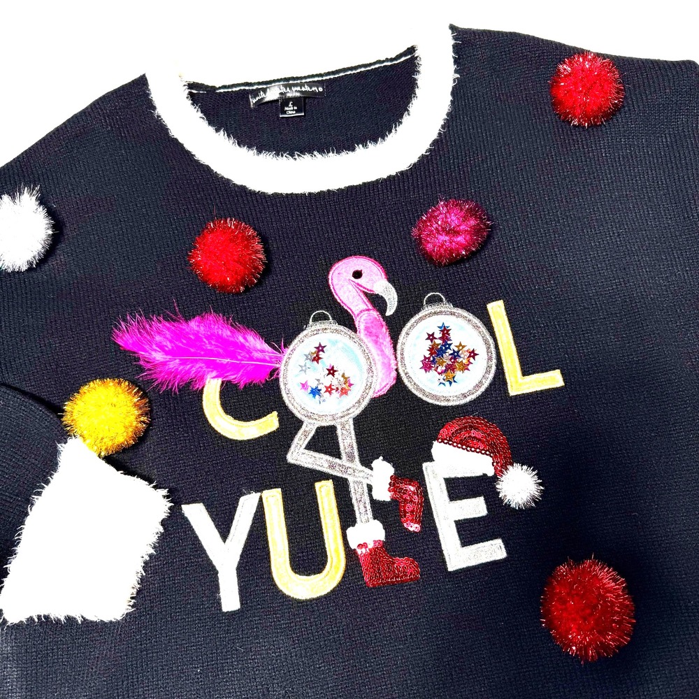 COOL YULE PINK FLAMINGO UGLY SWEATER Womens Size Large by "United States Sweater